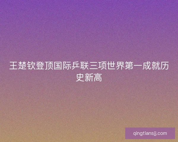 王楚钦登顶国际乒联三项世界第一成就历史新高
